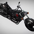 Black Cruiser Style Motorcycle With Red Accent Chrome Handlebars And Exhaust Pipes
