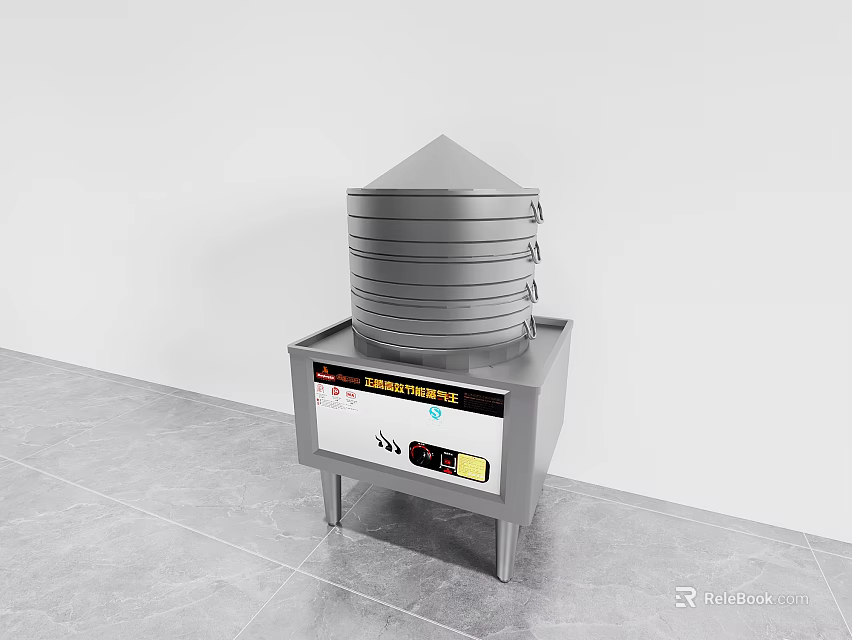 Stainless Steel Commercial Steamer With Multiple Steam Layers And Control Panel For Kitchen Use 3d model 