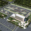 Well Designed Large Parking Lot Aerial View With Greenery Surroundings Adjacent Roads and Management Building