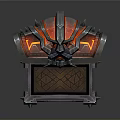 Unique Decorative Storage Chest With Open Lid Glowing Red Accents And Spiked Base