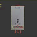 Homemaker Modern Silver Water Heater With Control Knobs And Red Pipes