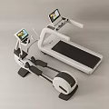Modern Home Gym Equipment Elliptical Trainer And Treadmill With Digital Screens