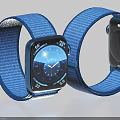 Two Blue Strap Smartwatches With Front And Back Dial Showing Time 3d model
