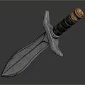 Detailed Modern Sword Weapon With Silver Metal Blade Black Hilt And Golden Pommel