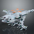 Futuristic White Mechanical Dinosaur Robot With Armored Structure And Glowing Orange Parts