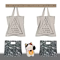 Stylish Canvas Tote Bags With Text Print And Abstract Pattern Design