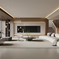 Modern Living Room Interior Design With Large Windows TV Wall Sofa And Coffee Table