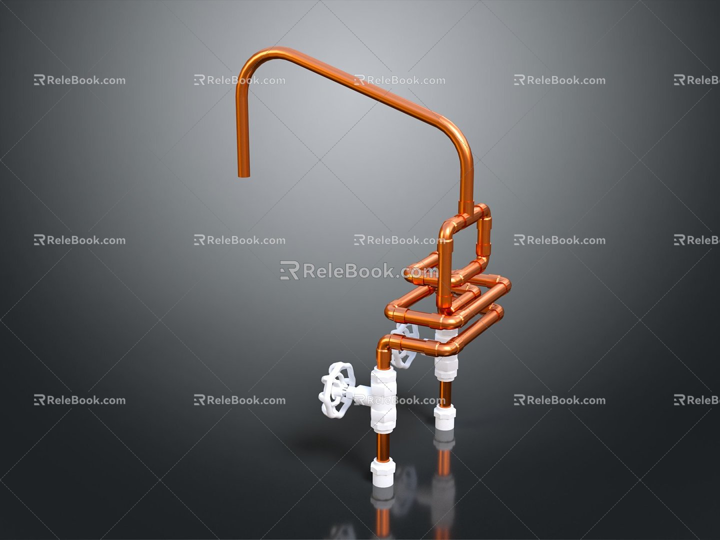 modern water pipe pipe valve iron pipe 3d model