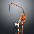 Copper Piping System With Curved Design White Fittings And Industrial Components