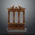 Classic Wooden Display Cabinet With Glass Doors And Carved Vintage Design