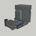 Modern High Rise Office Building With Glass Facade And Geometric Design Elements 3d model
