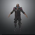 Sci Fi Character With Futuristic Jacket Mechanical Shoulder Armor And Tactical Pants