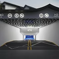 Parking Lot Entrance Featuring Illuminated Ceiling And Clear Directional Lane Markings