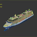 Modern Cruise Ship With Multi Level Decks And Reflective Exterior 3d model
