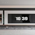 Modern TV Background Wall Design With Black Panel Side Display Shelves And Marble Base 3d model
