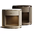 Round Wooden Chest of Drawers With Marble Top Brass Trim and Open Shelf