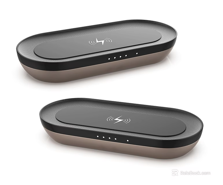 Modern Black and Bronze Wireless Chargers with Sleek Oval Design for Fast Phone Charging 3d model 