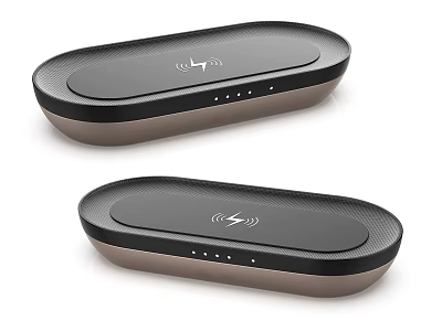 Modern Black and Bronze Wireless Chargers with Sleek Oval Design for Fast Phone Charging 3d model
