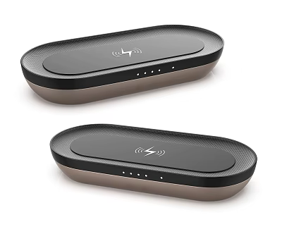 Modern Black and Bronze Wireless Chargers with Sleek Oval Design for Fast Phone Charging 3d model