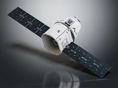Modern Satellite With Deployed Solar Panels And White Technical Components 3d model