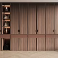 Modern Built in Wooden Wardrobe With LED Lighting And Storage Cabinets