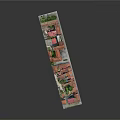 Cartoon Scene With Colorful Houses Red Orange Pink Roofs Green Trees And Street