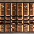 Elegant Modern Wine Cabinet With Glass Doors And Display Shelves For Wine Bottles And Glasses