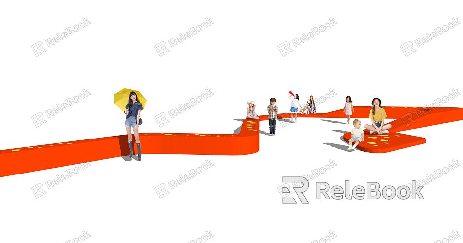 Modern public chair red ribbon landscape seat model