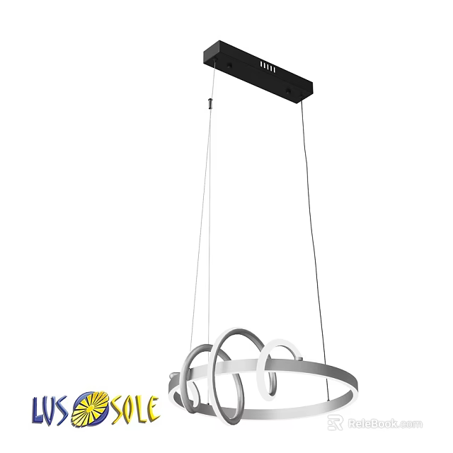 Modern Circular Chandelier Design With Metal Rings And Hanging Cords For Living Room 3d model 