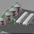 Industrial Storage Tank System With Green Piping White Cylindrical Tanks And Mechanical Components