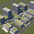 Modern Industrial Park With Green Roofs Modern Buildings And Natural Surroundings