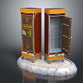 Vintage Commercial Storage Cabinets With Wooden Finish Metal Accents Open Door And Shelves