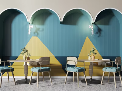 Nordic Dining Table and Chair Combination Simple Casual Cafe Table and Chair Combination 3d model