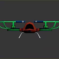 Vibrant Quadcopter Drone With Red Body Blue Propeller Arms Green Protective Rings And Yellow Wheels