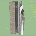 Building Wall Structure With Layered Insulation Waterproof And Decorative Layers 3d model