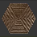 Hexagonal Textured Mat With Striped Concentric Brown And Beige Pattern