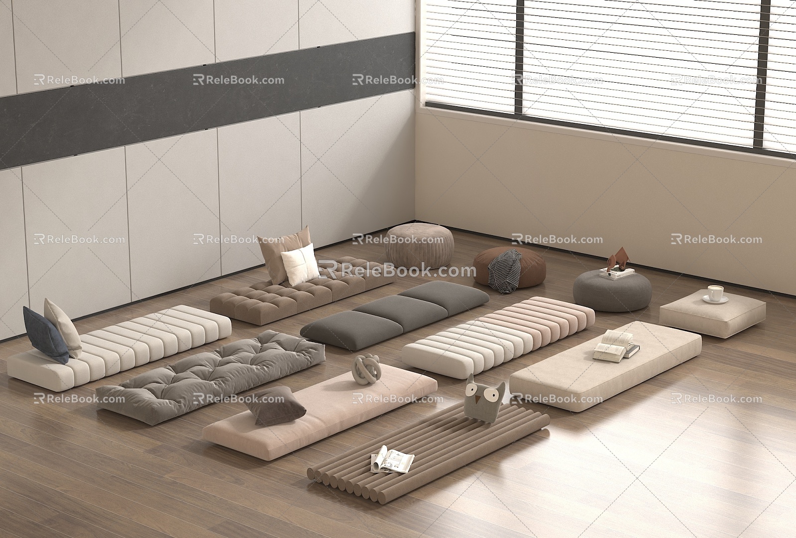 Modern Cushion Bay Window Cushion Futon Cushion Sofa Cushion 3d model