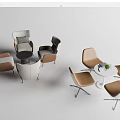 Modern Elegant Table and Chair Set With Neutral Tones and Sleek Design 3d model
