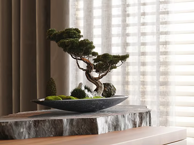 New Chinese Style Potted Plant Ornaments Pine Tree Green Plant 3d model
