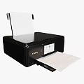 Black Canon Desktop Printer Printing Office Documents With Output Paper Sheets 3d model