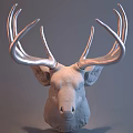 Silver Deer Head Wall Decor for Modern Home Interior Decoration 3d model