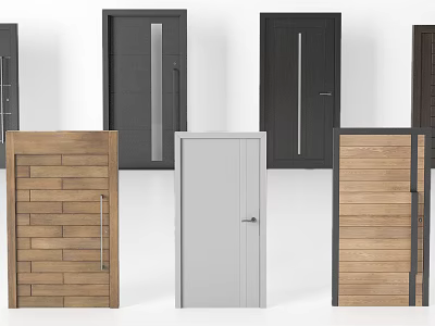 Modern Hinged Doors With Various Wooden Black White And Stylish Designs 3d model