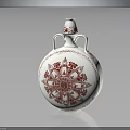 Decorative Ceramic Vase With White Body Red Floral Patterns And Two Handles