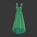 Turquoise Sleeveless Evening Gown With Lace Detailing And Floor Length Design