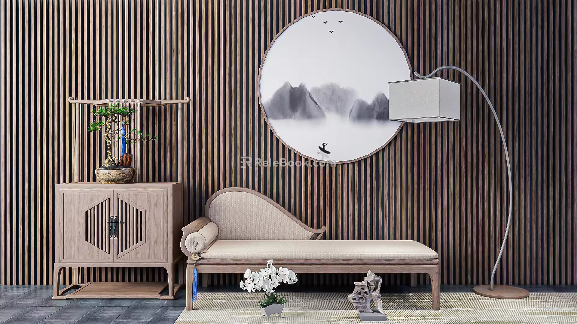 New Chinese-style chaise longue 3d model