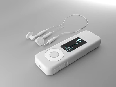 Sleek White Headphones With Portable MP3 Player And LCD Display For Music Playback 3d model