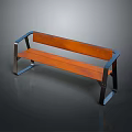 Outdoor Bench With Wooden Seat And Backrest And Sturdy Metal Frame For Modern Design