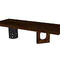 Modern Minimalist Wooden Tea Table With Perforated Metal And Circular Cutout Legs