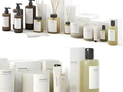 Natural Home Fragrance Collection With Essential Oil Diffusers Scented Candles And Body Lotion Bottles 3d model