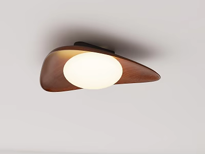 Elegant Modern Wooden Ceiling Light With Round Illuminated Panel Design 3d model